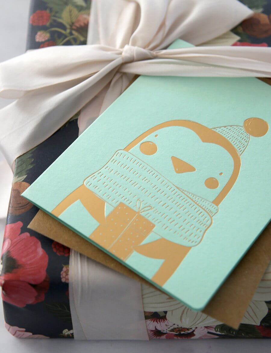 BESPOKE LETTERPRESS - Penguin Baby Card - Zabecca Living