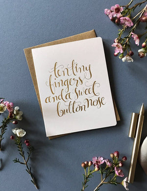BESPOKE LETTERPRESS Ten Tiny Fingers - Blush Baby Card - Zabecca Living
