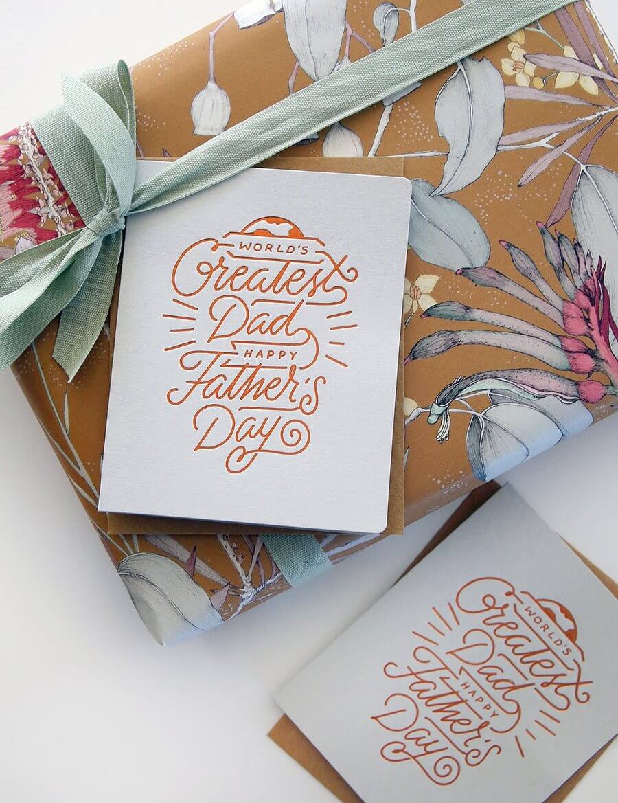 BESPOKE LETTERPRESS - World's Greatest Dad Fathers Day Card - Zabecca Living