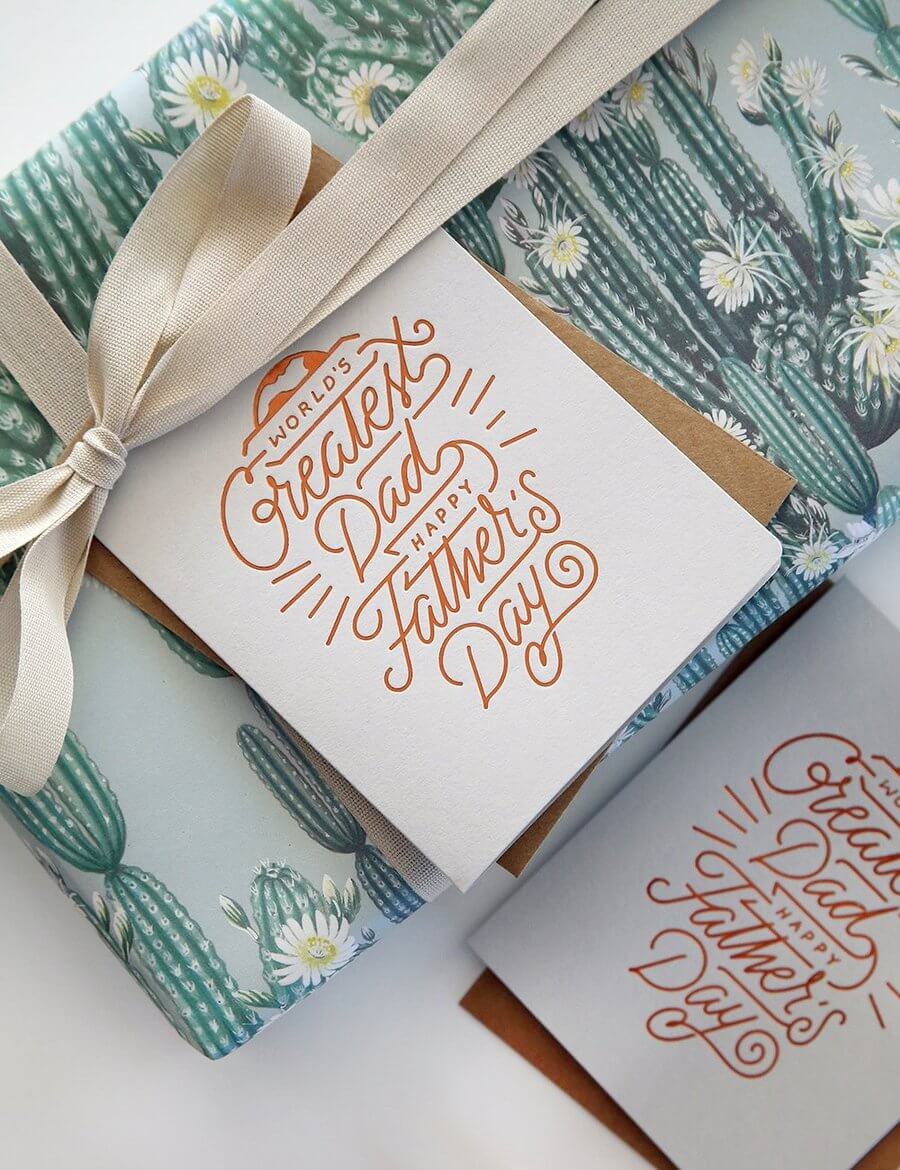 BESPOKE LETTERPRESS - World's Greatest Dad Fathers Day Card - Zabecca Living