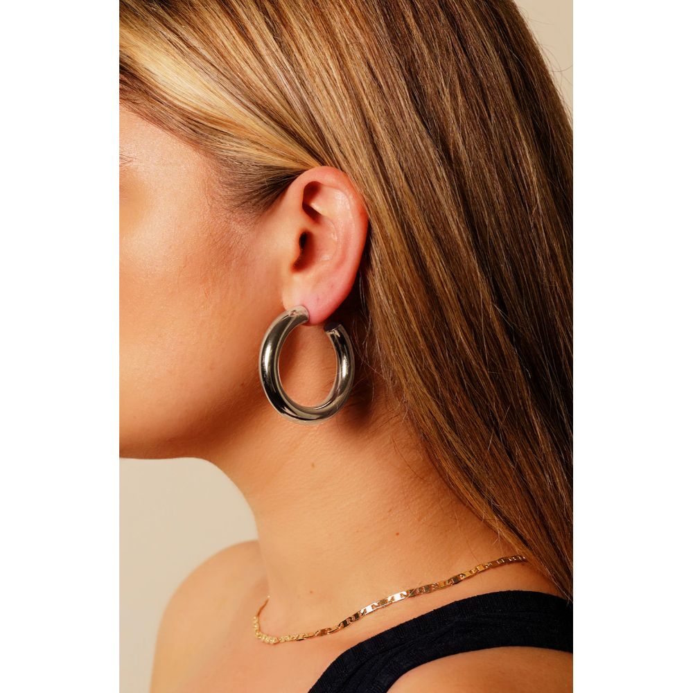 BLING BAR Cicciolina Hoops - Silver Earrings - Zabecca Living