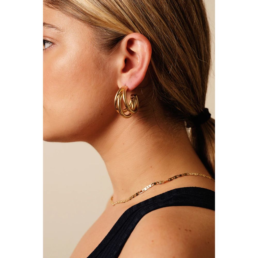 BLING BAR Elisa Hoops - Gold Earrings - Zabecca Living