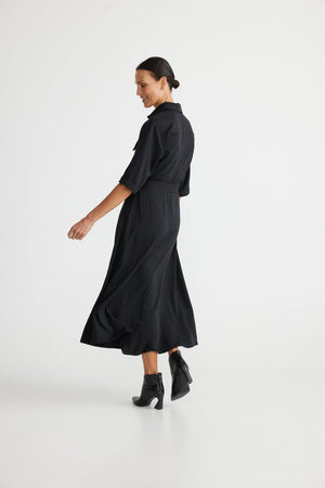 BRAVE AND TRUE Rossellini 3/4 Sleeve Dress - Black Dress - Zabecca Living