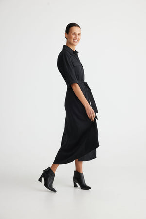 BRAVE AND TRUE Rossellini 3/4 Sleeve Dress - Black Dress - Zabecca Living