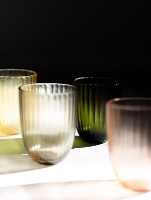 BRIAN TUNKS Cut Glass Iguassu Tumbler - Olive DRINKWARE - Zabecca Living