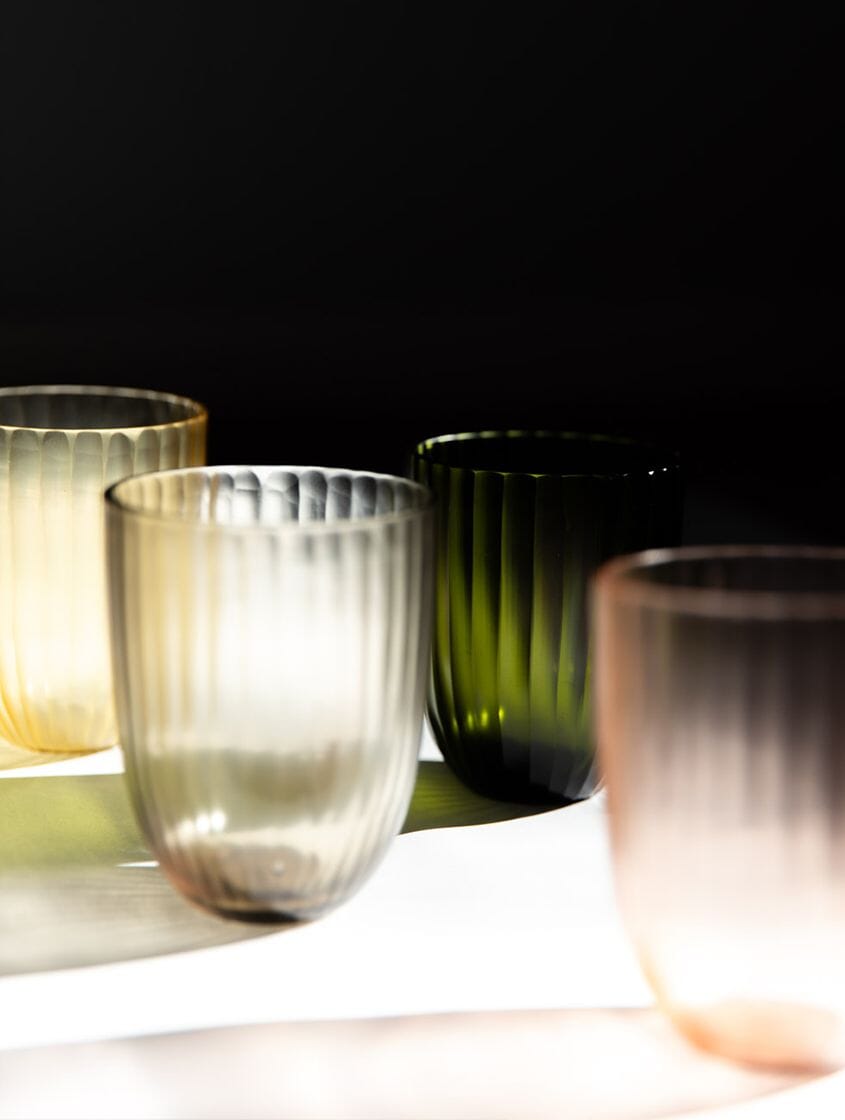 BRIAN TUNKS Cut Glass Iguassu Tumbler - Peach DRINKWARE - Zabecca Living