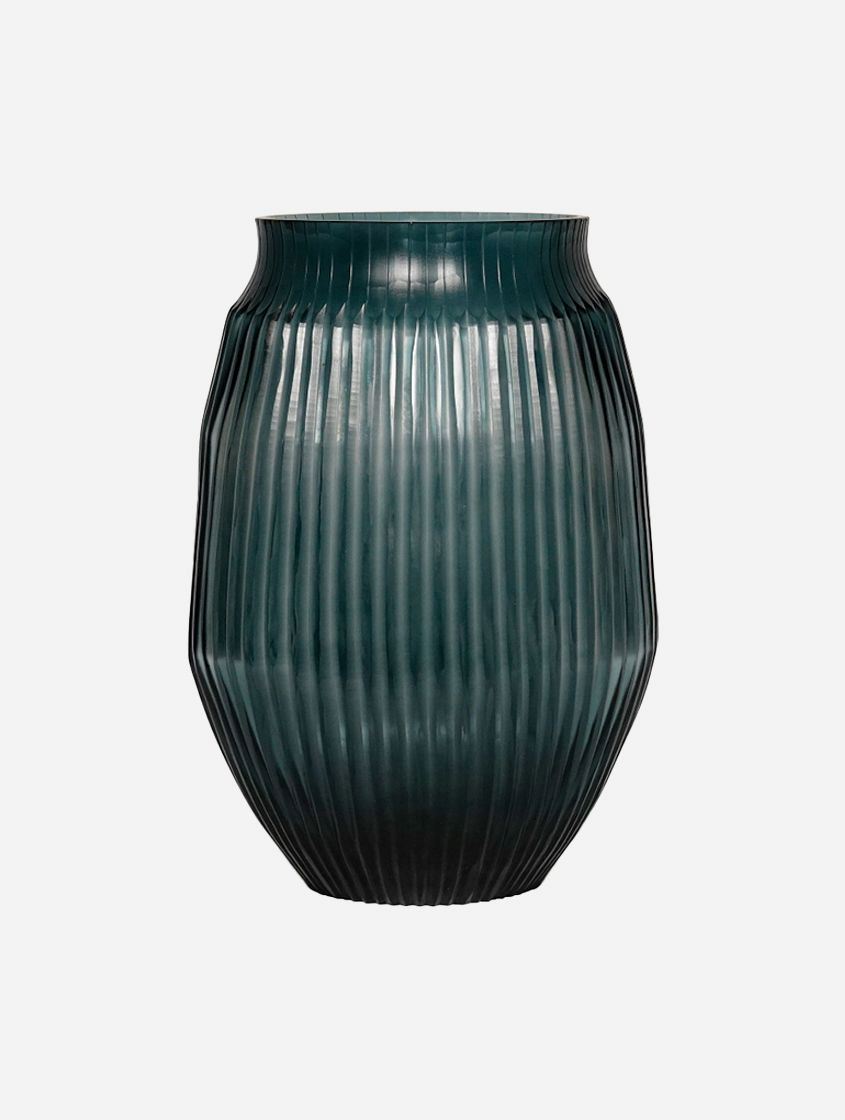 BRIAN TUNKS Cut Glass Medium Vase - Petrol VASE - Zabecca Living