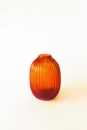 BRIAN TUNKS Cut Glass Pod Vase - Blood Orange VASE - Zabecca Living