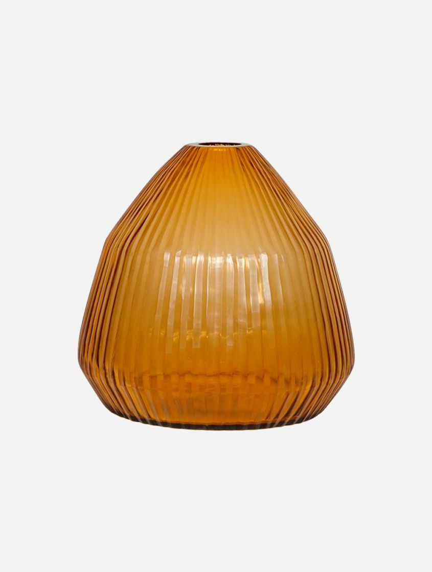 BRIAN TUNKS Cut Glass Small Conical Vase - Copper VASE - Zabecca Living