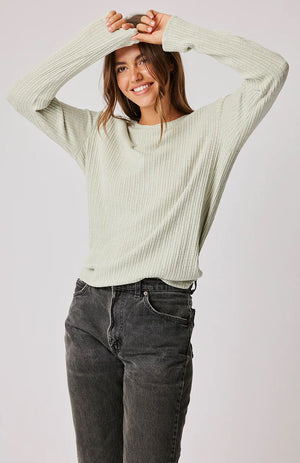 CARTEL & WILLOW Lola Long Sleeve Top - Mint Knit Long Sleeve Tee - Zabecca Living