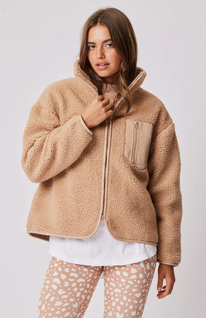 CARTEL & WILLOW Rimi Zip Up - Camel Jacket - Zabecca Living