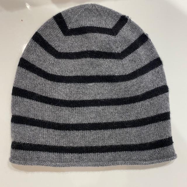 CASCH ET SOIE Shelby Beanie - Stripe Grey/Black Beanie - Zabecca Living