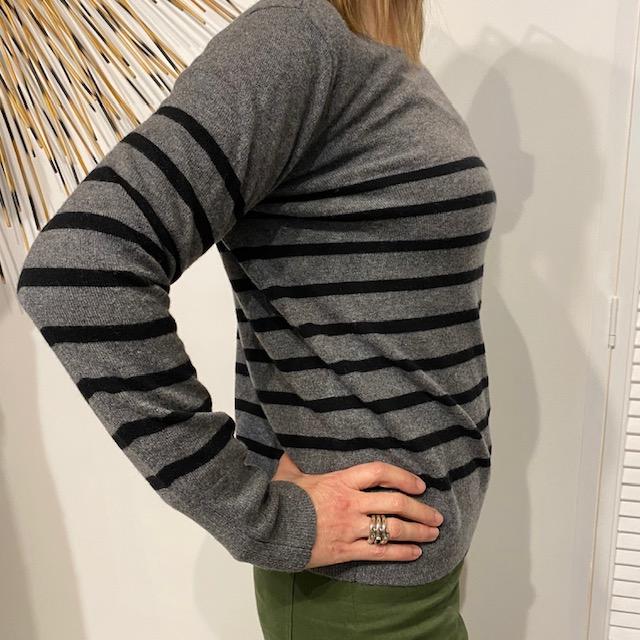 CASCH ET SOIE Shelby Pullover - Stripe Grey/Black Jumpers + Knitwear - Zabecca Living