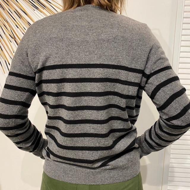 CASCH ET SOIE Shelby Pullover - Stripe Grey/Black Jumpers + Knitwear - Zabecca Living