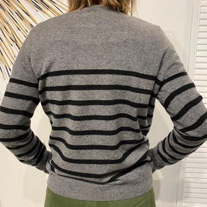 CASCH ET SOIE Shelby Pullover - Stripe Grey/Black Jumpers + Knitwear - Zabecca Living