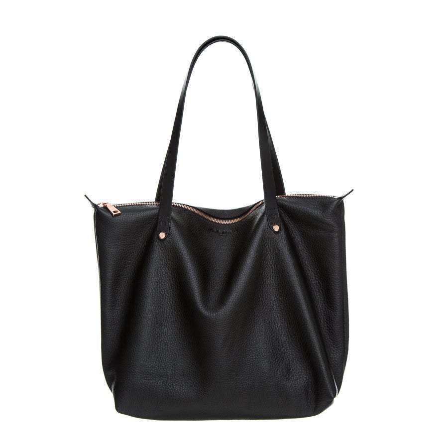 CHARLIE MIDDLETON Black Nappa Bespoke Zippered Tote bag - Zabecca Living