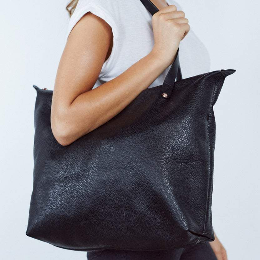 CHARLIE MIDDLETON Black Nappa Bespoke Zippered Tote bag - Zabecca Living