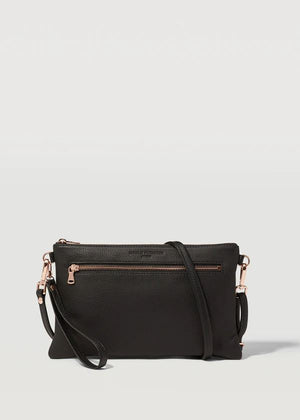 CHARLIE MIDDLETON Black Nappa Dual Zip Crossbody - Silver HANDBAG - Zabecca Living