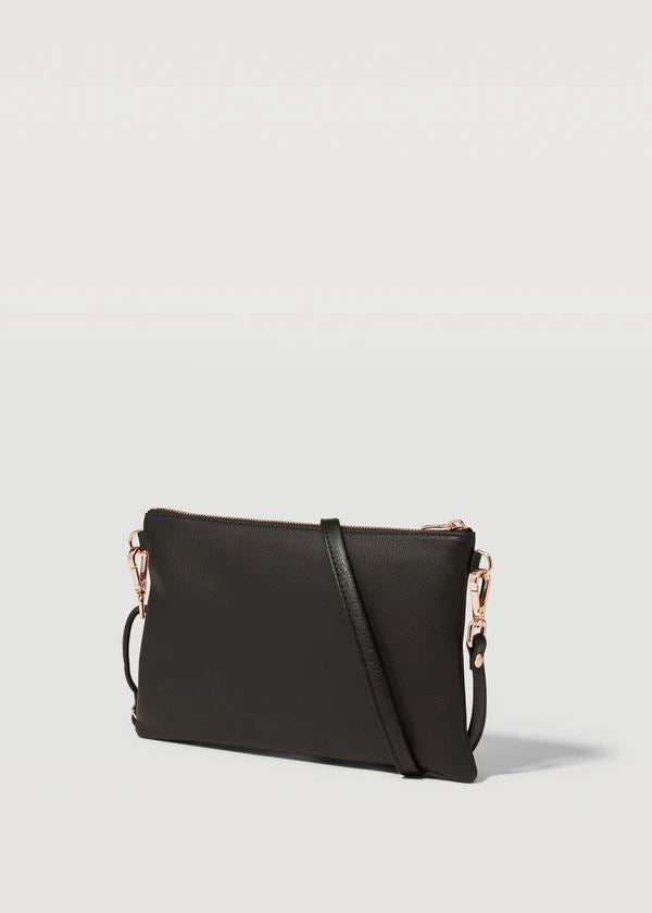 CHARLIE MIDDLETON Black Nappa Dual Zip Crossbody - Silver HANDBAG - Zabecca Living