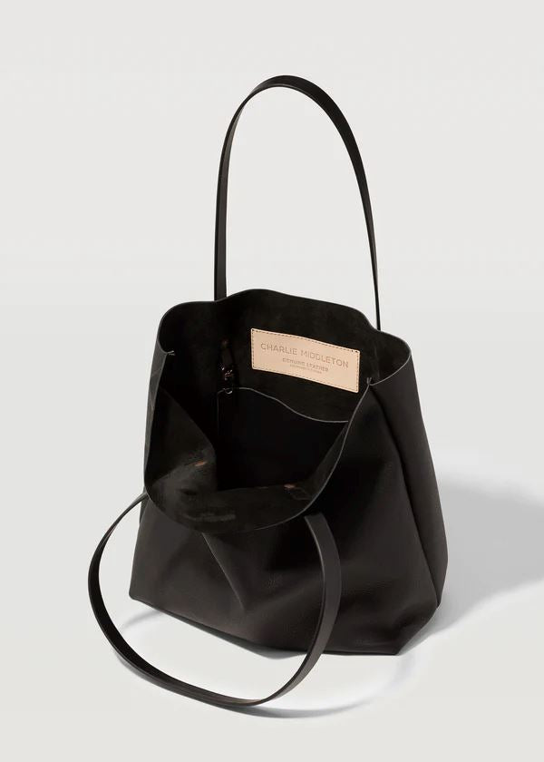 CHARLIE MIDDLETON Black Nappa Mini Bespoke Tote - Black HANDBAG - Zabecca Living