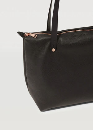 CHARLIE MIDDLETON Black Nappa Mini Bespoke Zippered Tote - Silver HANDBAG - Zabecca Living