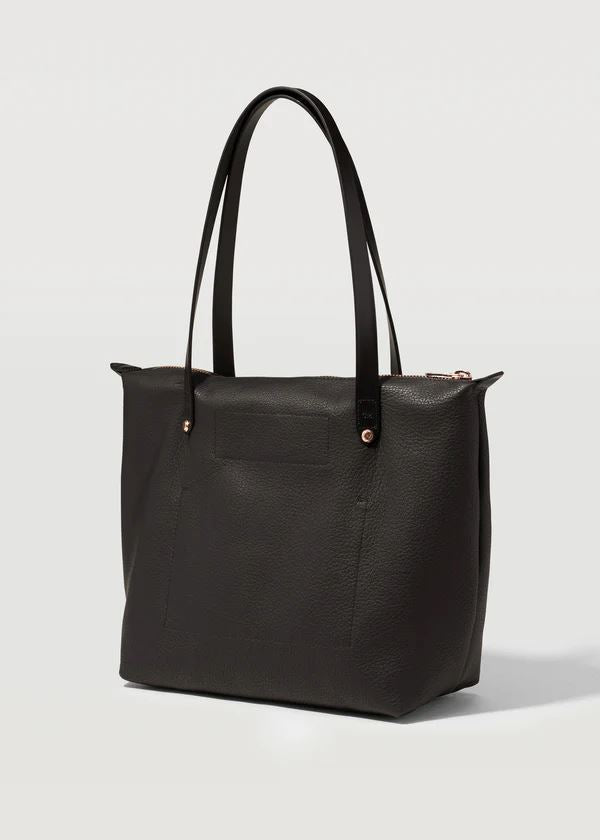 CHARLIE MIDDLETON Black Nappa Mini Bespoke Zippered Tote - Silver HANDBAG - Zabecca Living