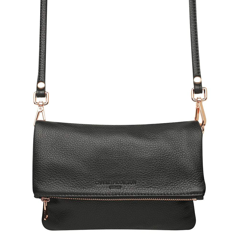 CHARLIE MIDDLETON Black Nappa Mini Weekend Clutch bag - Zabecca Living