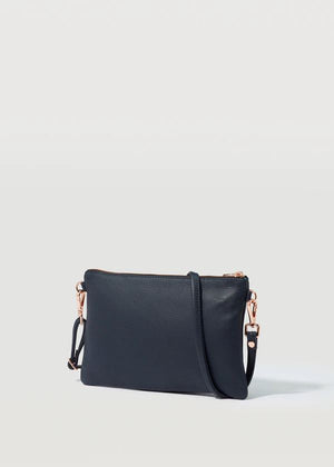 CHARLIE MIDDLETON Navy Nappa Dual Zip Crossbody - Gold HANDBAG - Zabecca Living