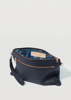 CHARLIE MIDDLETON Navy Nappa Dual Zip Crossbody - Gold HANDBAG - Zabecca Living