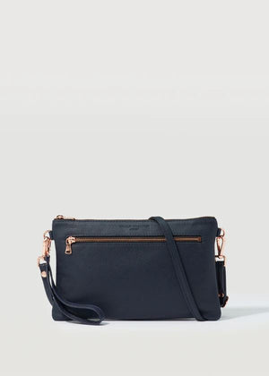 CHARLIE MIDDLETON Navy Nappa Dual Zip Crossbody - Gold HANDBAG - Zabecca Living