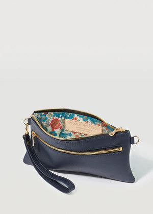 CHARLIE MIDDLETON Navy Nappa Mini Dual Zip Crossbody - Gold HANDBAG - Zabecca Living