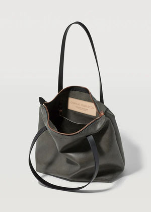 CHARLIE MIDDLETON Slate Mini Bespoke Zippered Tote - Silver HANDBAG - Zabecca Living