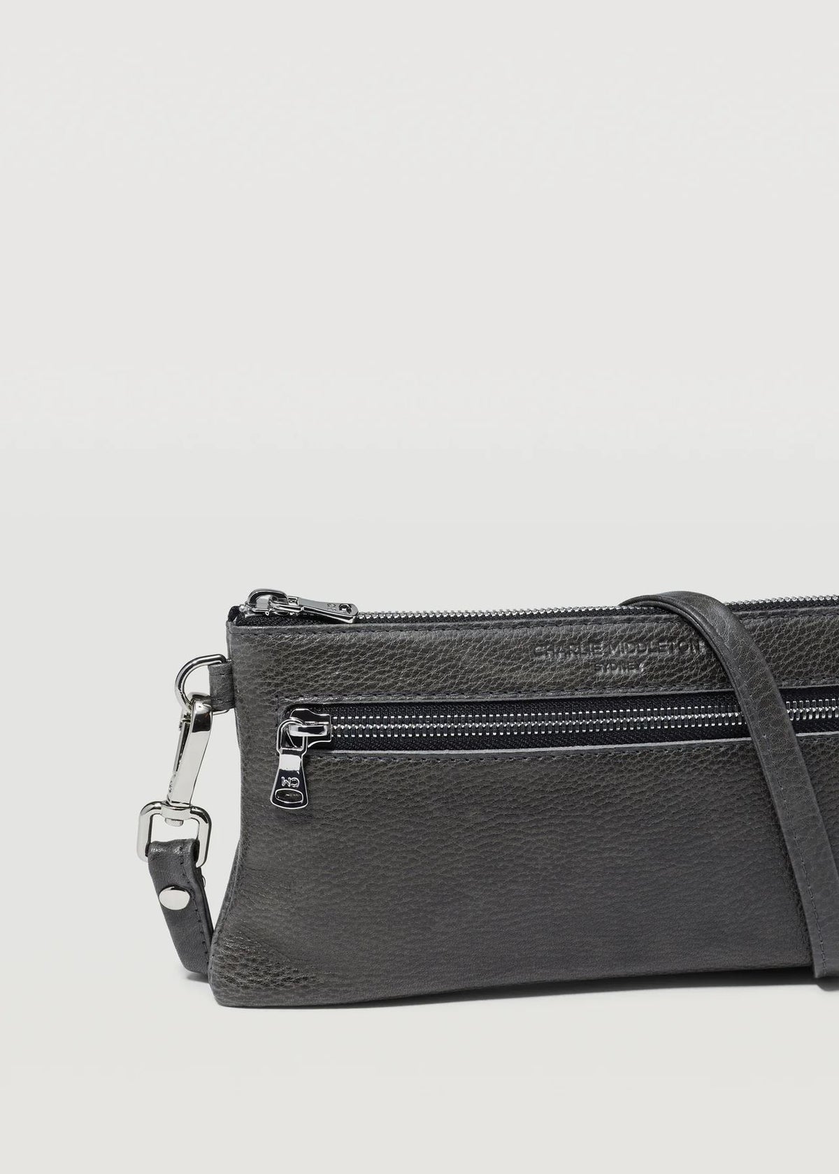 CHARLIE MIDDLETON Slate Mini Dual Zip Crossbody - Silver HANDBAG - Zabecca Living