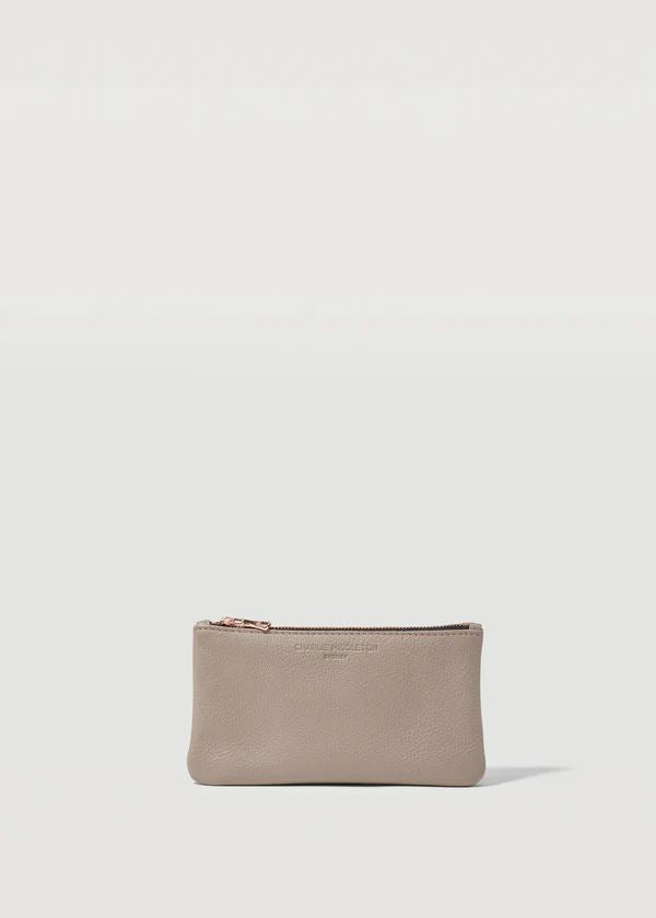 CHARLIE MIDDLETON Taupe Mini Pochette - Silver Purse - Zabecca Living