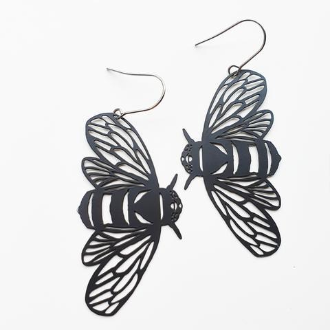DENZ Bee Dangles - Black Earrings - Zabecca Living