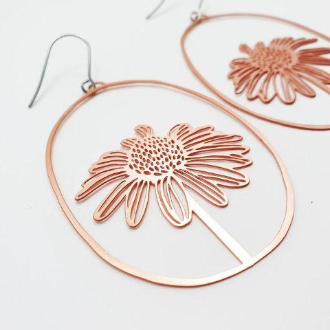 DENZ Daisy Dangles - Rose Gold Earrings - Zabecca Living