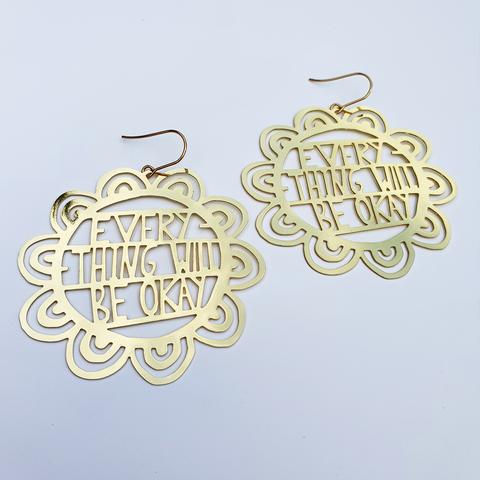DENZ Everything Will Be Okay - Gold Earrings - Zabecca Living