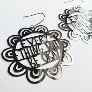 DENZ Everything Will Be Okay - Silver Earrings - Zabecca Living