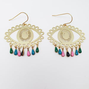 DENZ Eye Dangles - Gold Earrings - Zabecca Living