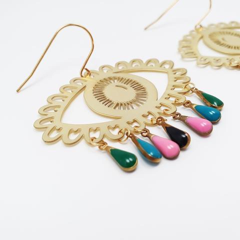 DENZ Eye Dangles - Gold Earrings - Zabecca Living