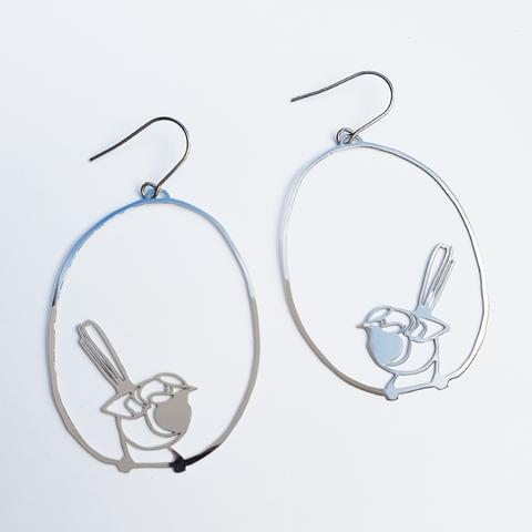 DENZ Fairy Wrens - Silver Earrings - Zabecca Living