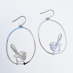 DENZ Fairy Wrens - Silver Earrings - Zabecca Living