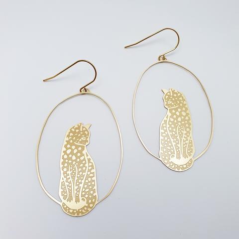 DENZ Leopard Dangles - Gold Earrings - Zabecca Living