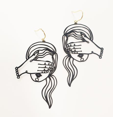DENZ Peek-a-boo Dangles - Black Earrings - Zabecca Living