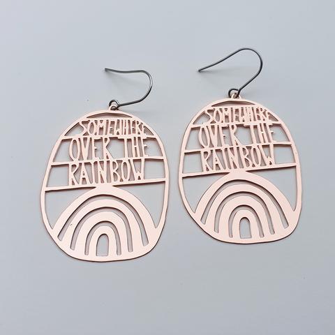 DENZ Somewhere Over the Rainbow Dangles - Rose Gold Earrings - Zabecca Living