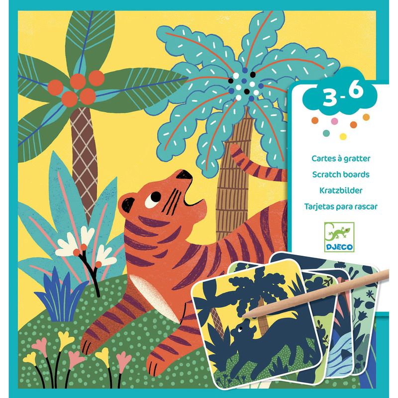 DJECO Big Animals Scratch Cards PRE-SCHOOL (3-5 Yrs) - Zabecca Living