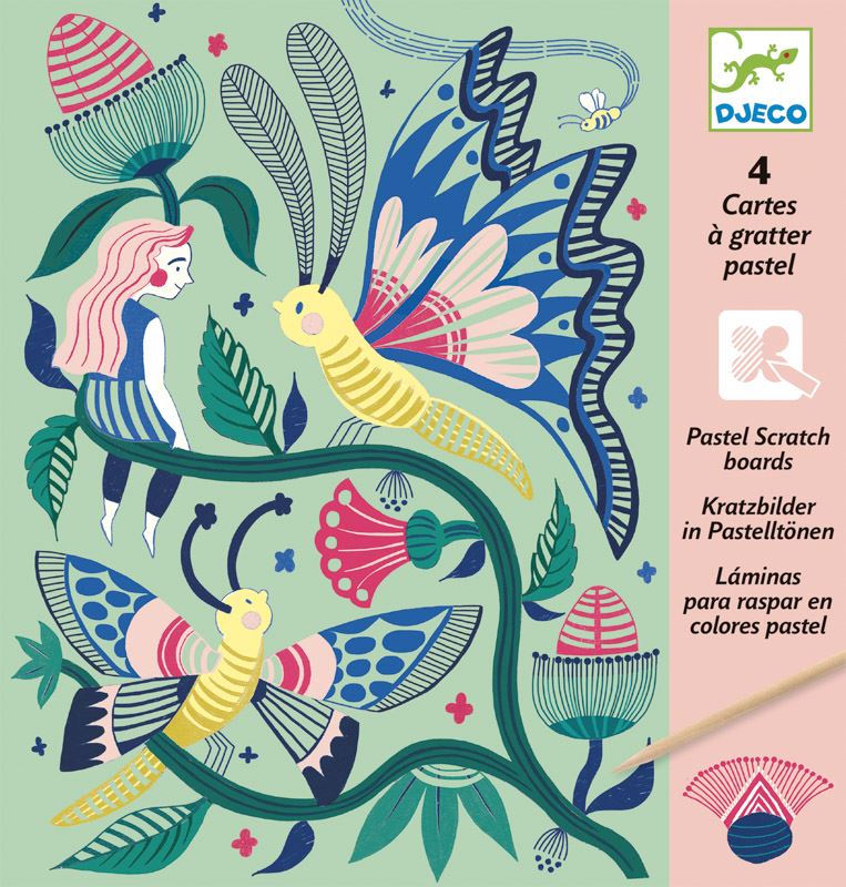 DJECO Fantasy Garden Scratch Cards PRE-SCHOOL (3-5 Yrs) - Zabecca Living