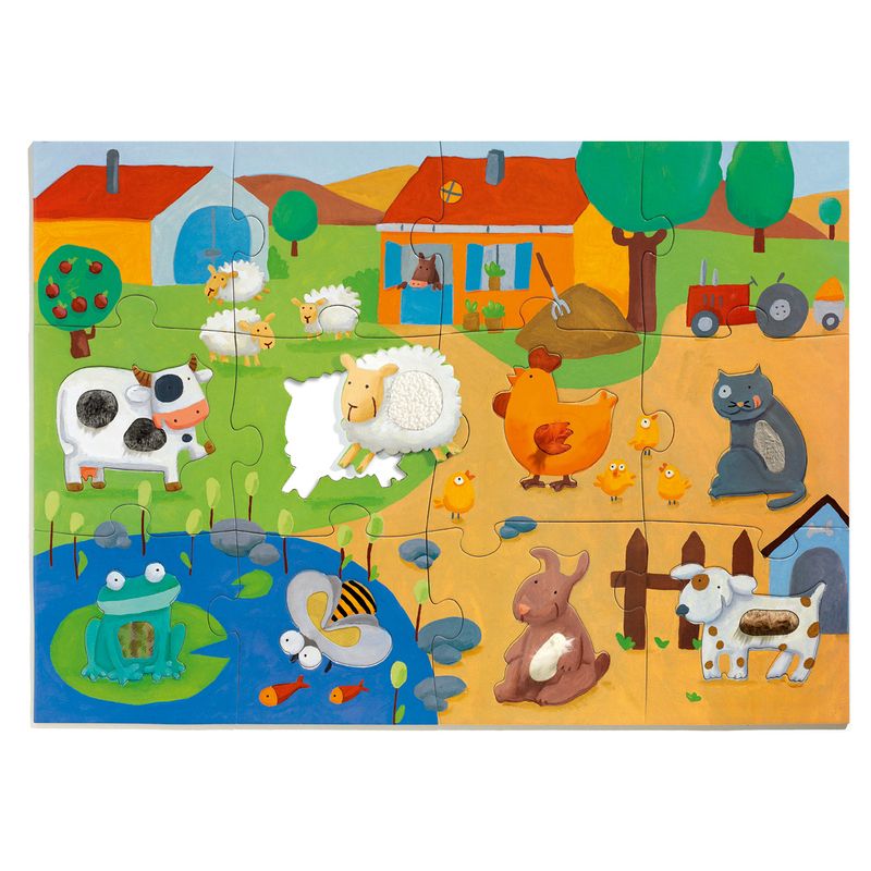 DJECO Tactile Farm 20pc Giant Puzzle PRE-SCHOOL (3-5 Yrs) - Zabecca Living