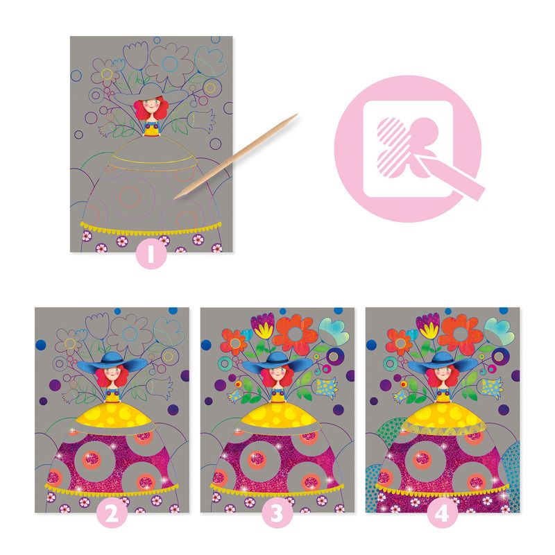 DJECO The Beauties' Ball Scratch Cards KIDS (5+ Yrs) - Zabecca Living
