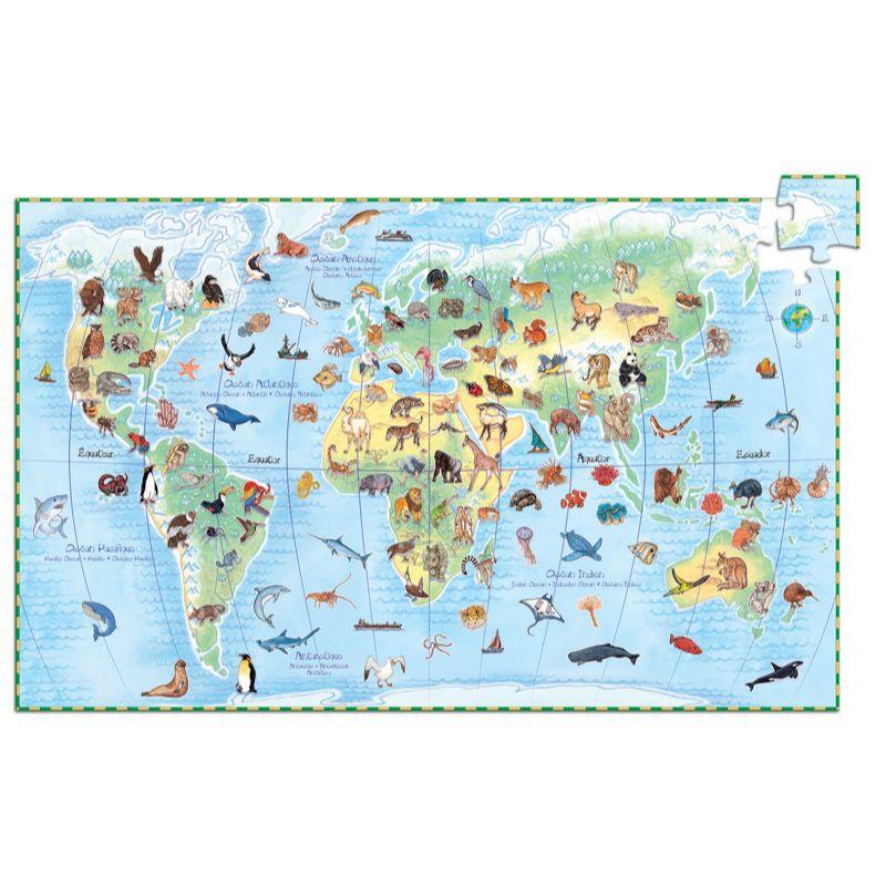 DJECO World Animal Puzzle 100pc Observation Puzzle KIDS (5+ Yrs) - Zabecca Living